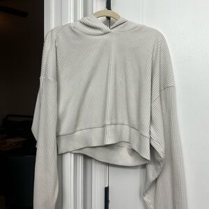 ALO White Ribbed Muse Hoodie